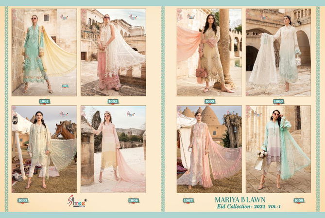 Shree Mariya B Lawn Eid Collection 2021 Vol 1 Latest Fancy Designer Festive Wear Pure Cotton Printed Pakistani Salwar Suits Collection
